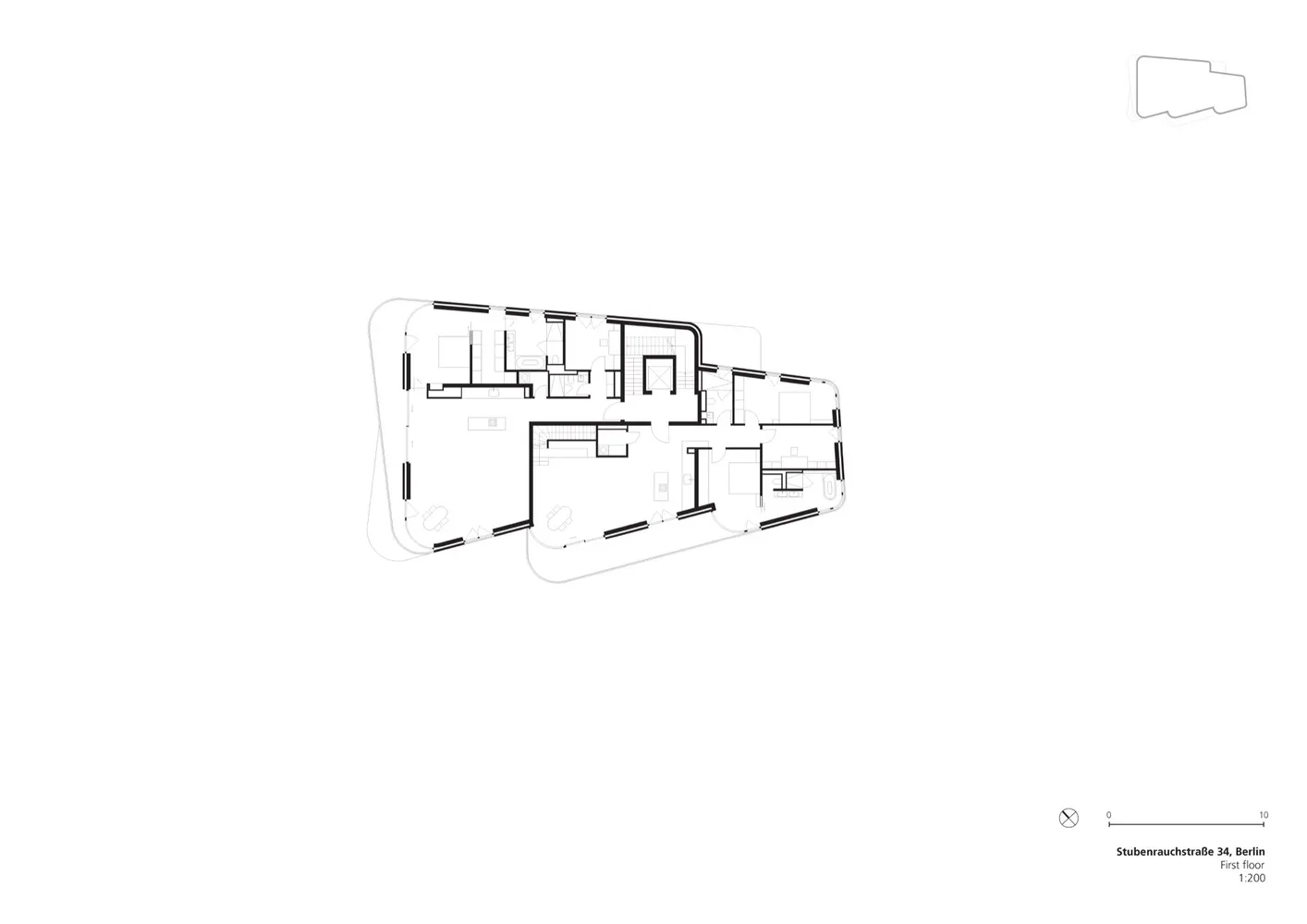 First floor architectural plan of a modern residential building