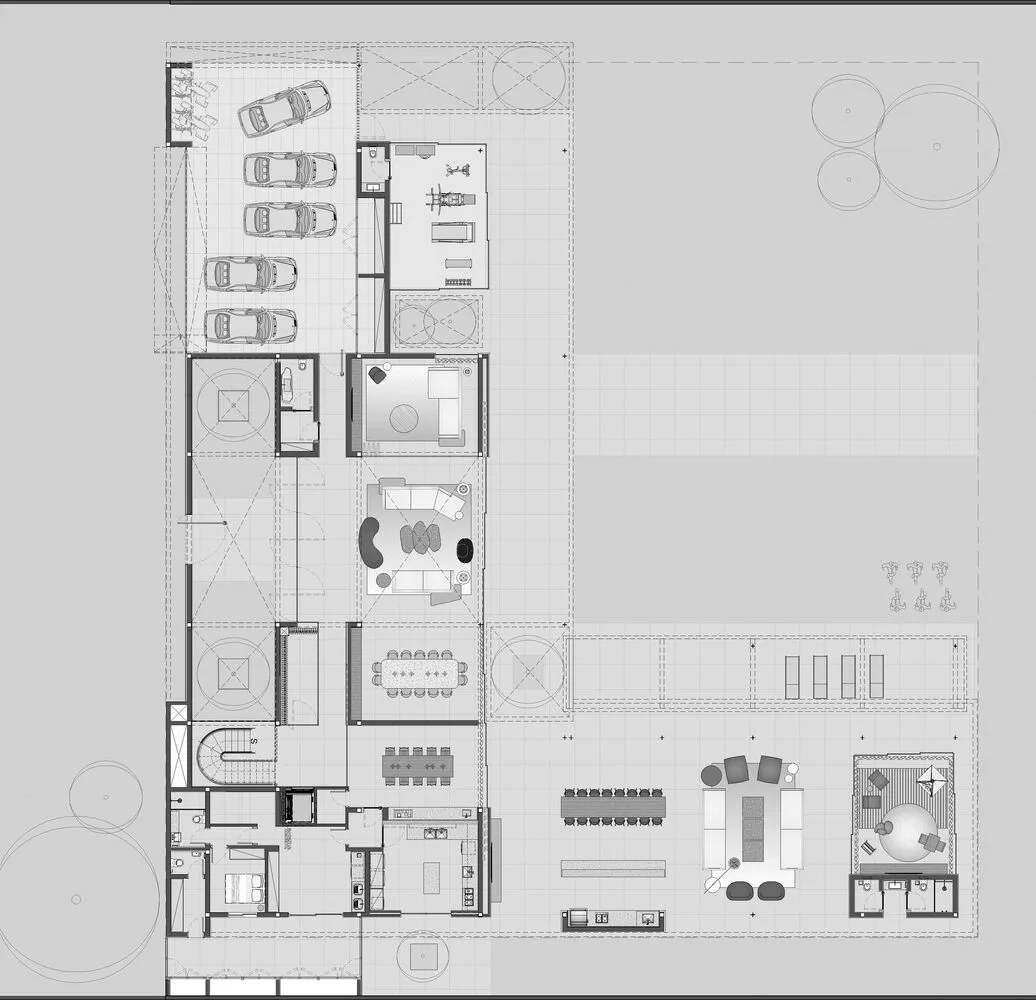 A detailed architectural floor plan of a modern office fitout with neutral-toned tiles.