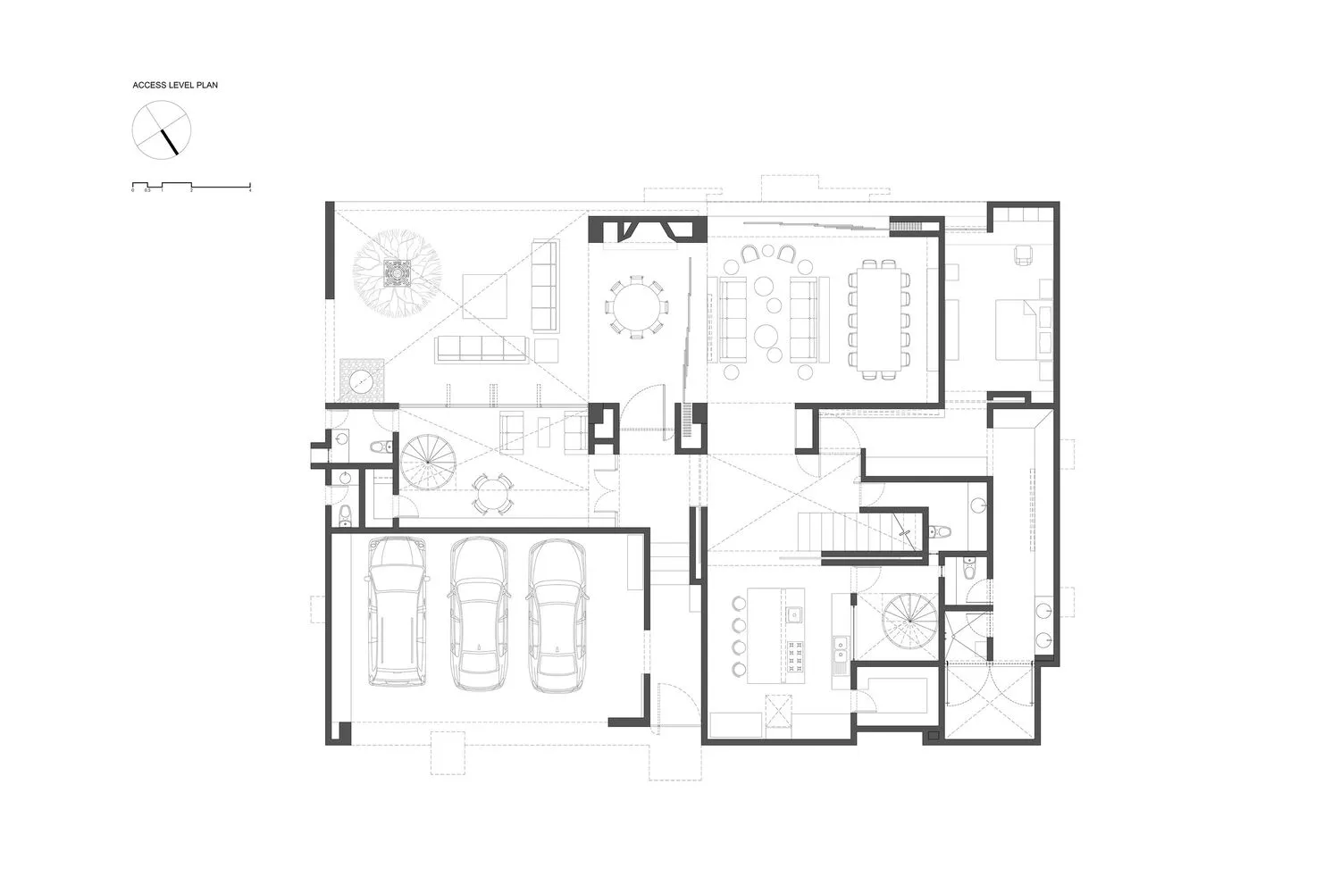 A detailed architectural floor plan of a residential house, showing rooms, dimensions, and layout.