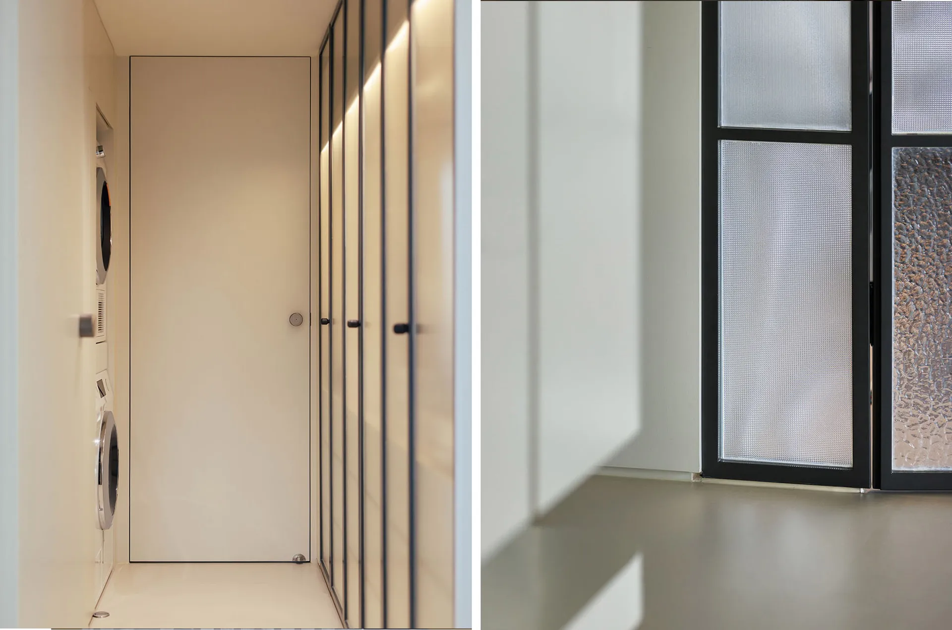Modern interior with glass window.