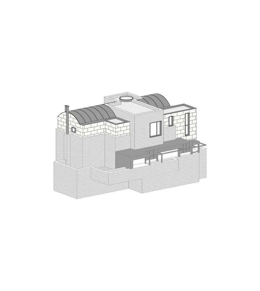 Modern residential architecture with brick exterior.