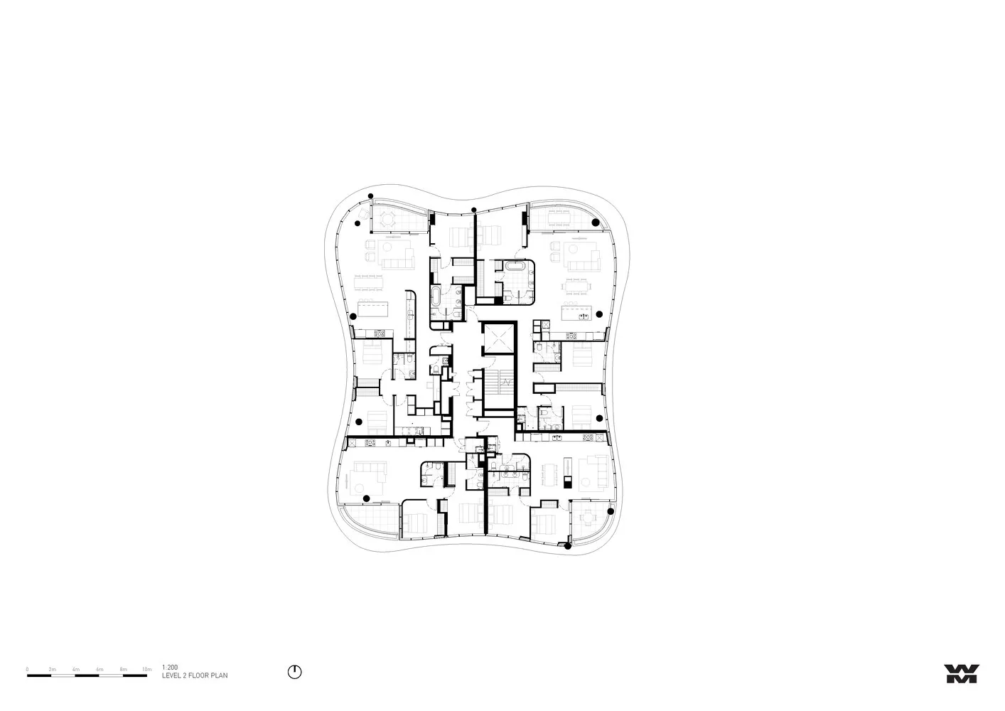 Level 2 architectural floor plan for interior design purposes