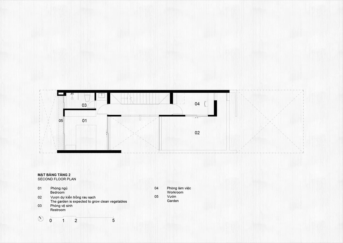 Second floor plan of a modern residential house