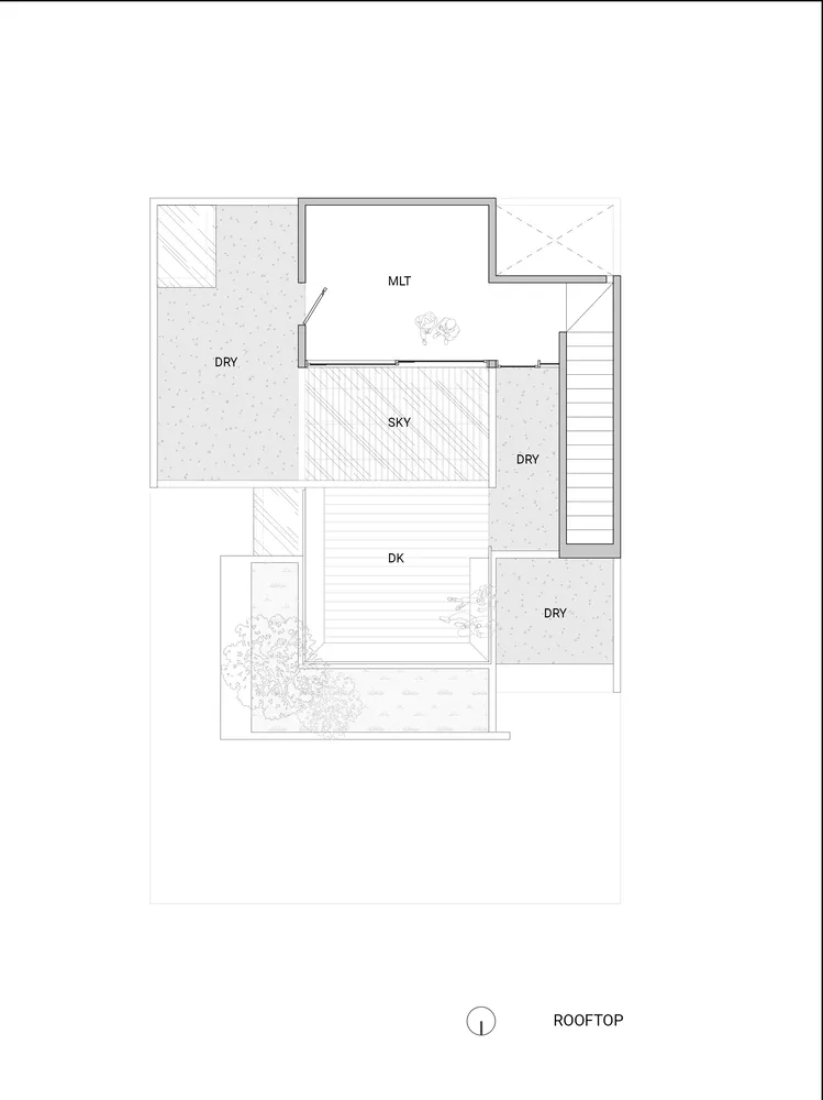 Concrete and glass rooftop architecture plan