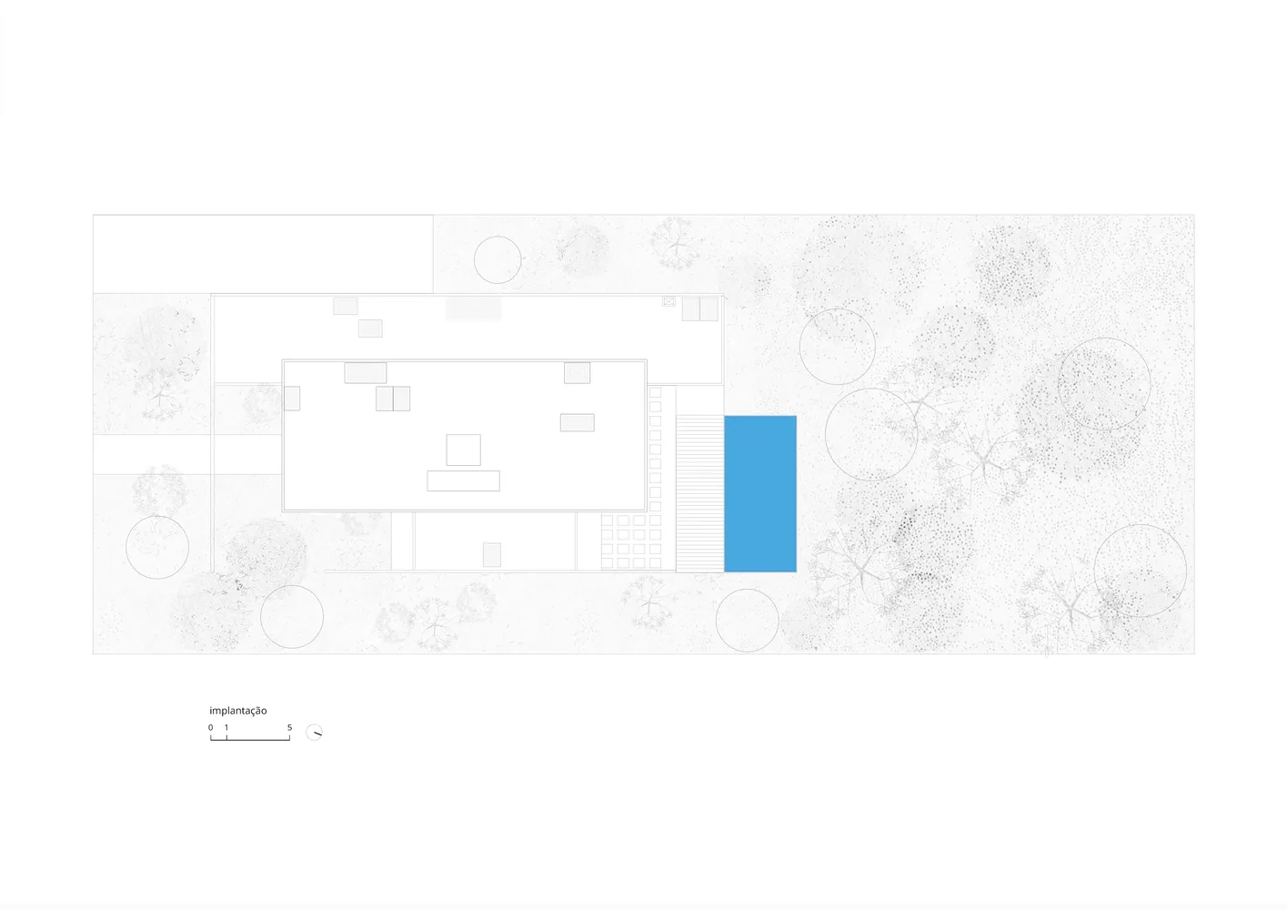 A detailed architectural blueprint of a building's massing.