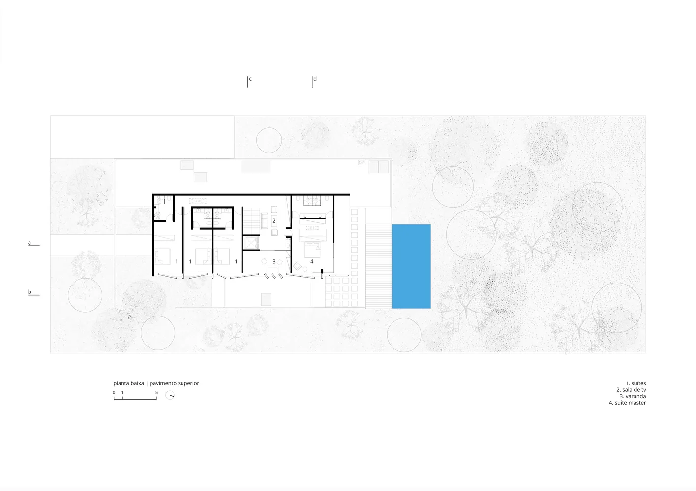 A detailed 2D architectural drawing of a residential floor plan.