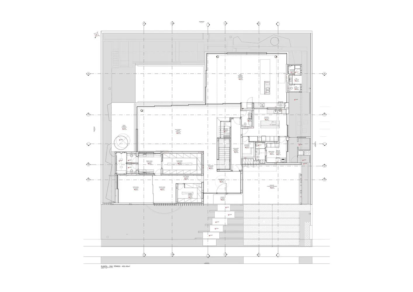 現代貿易中心室內的2D建築藍圖