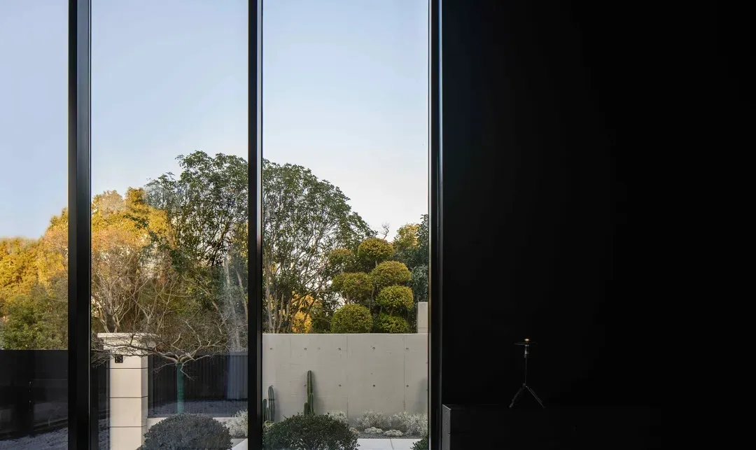 A modern interior design with concrete walls.