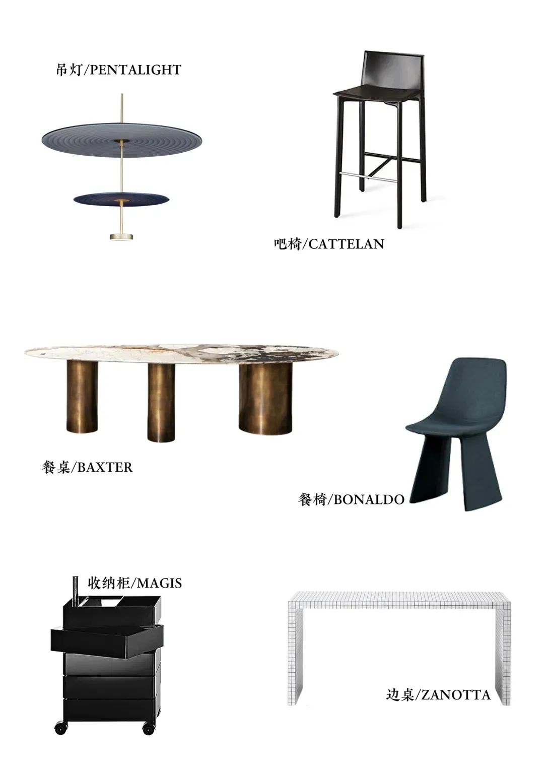 Modern interior design showcasing metal and marble furniture and accessories.