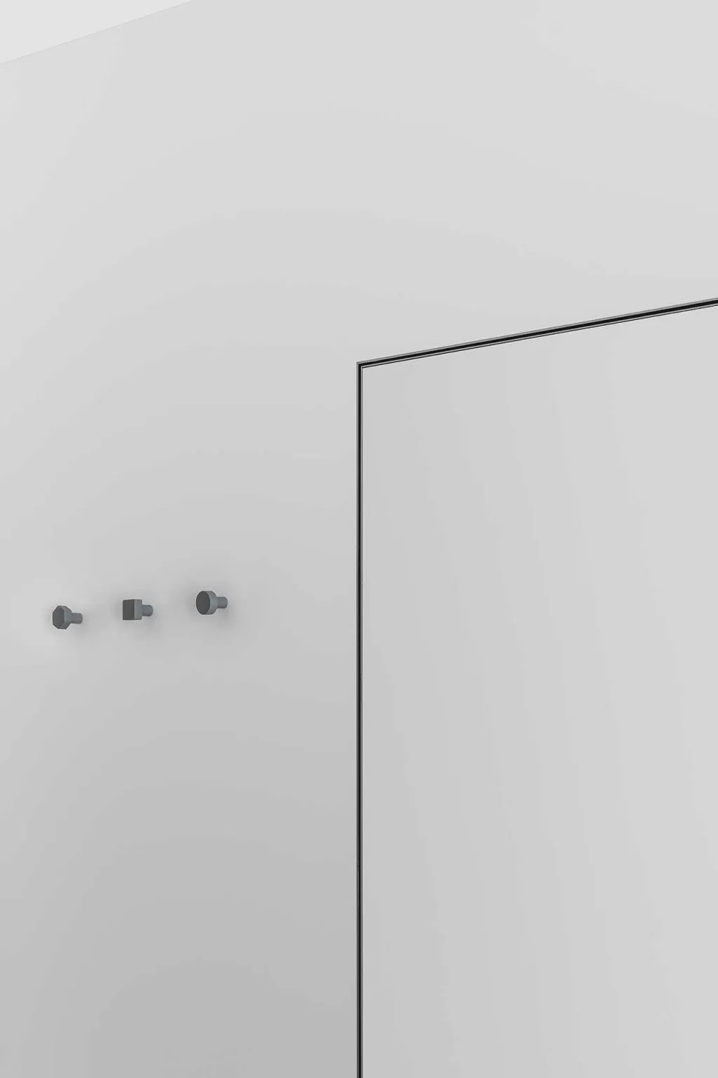Modern, minimalist interior design featuring a glass panel wall.