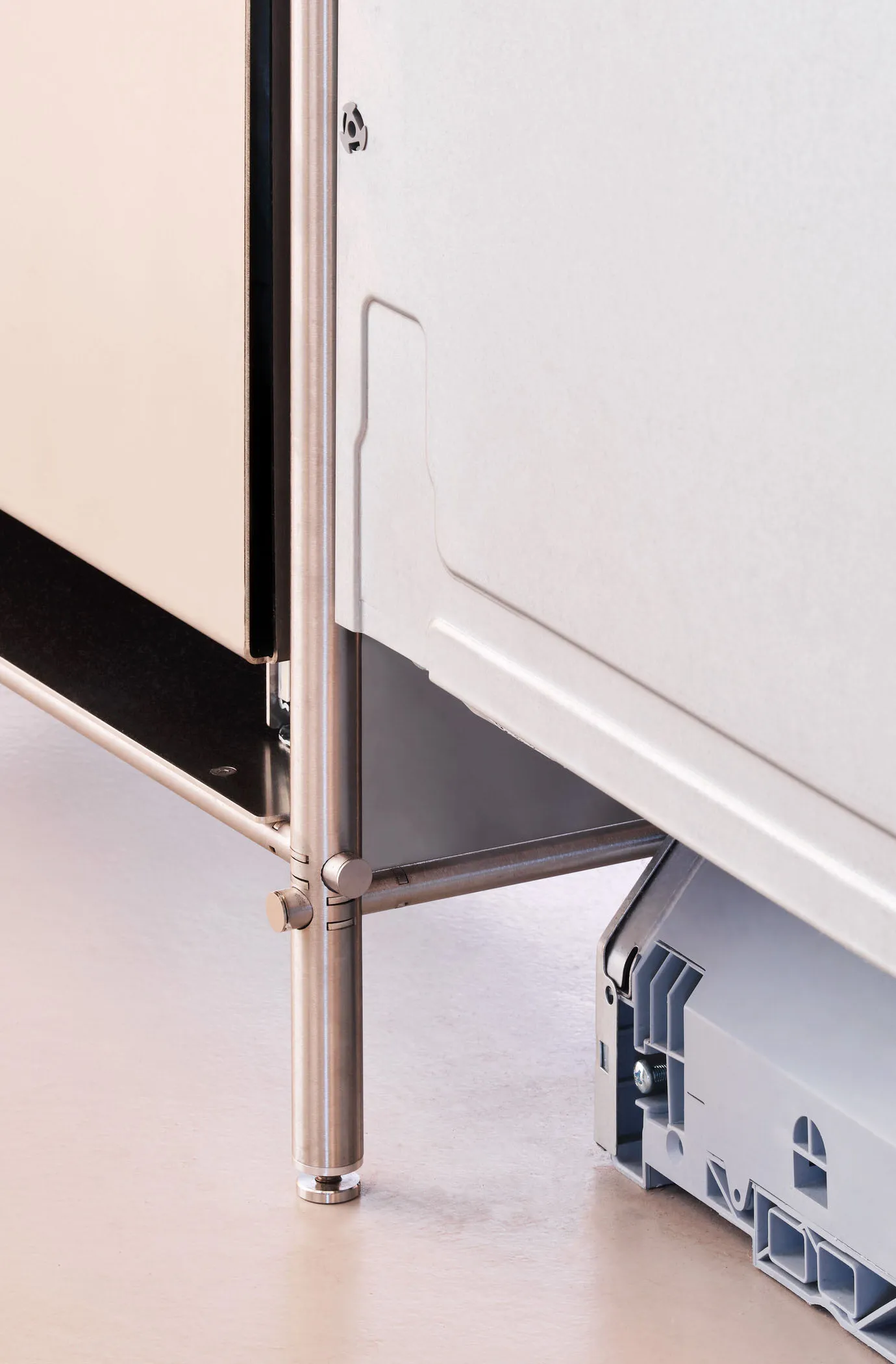 Modern design furniture with a metal base structure, showcasing clean lines and minimalist aesthetic.