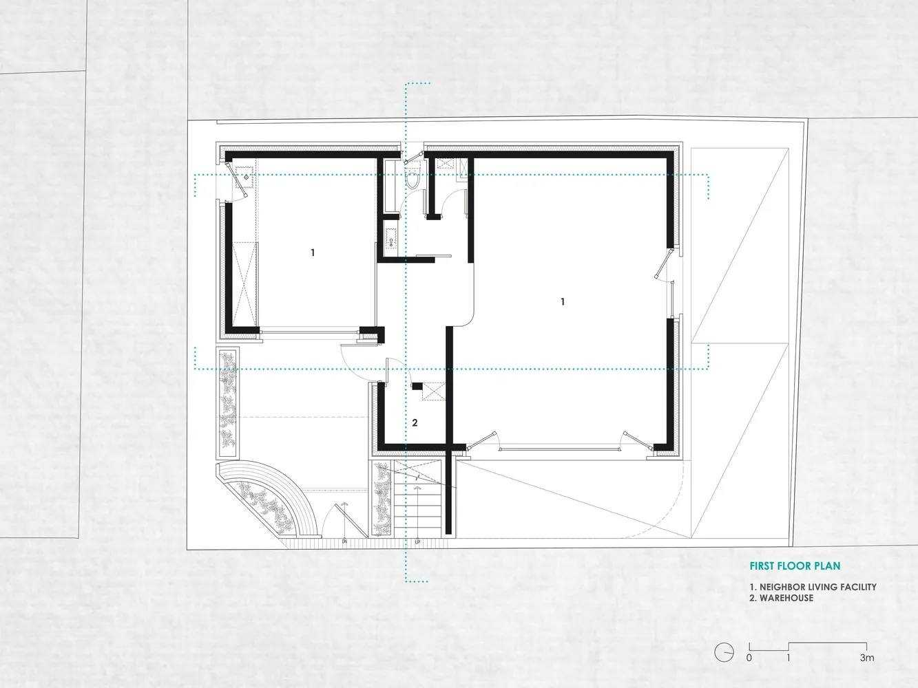 A first-floor architectural plan is displayed, depicting a layout with labeled rooms or areas.