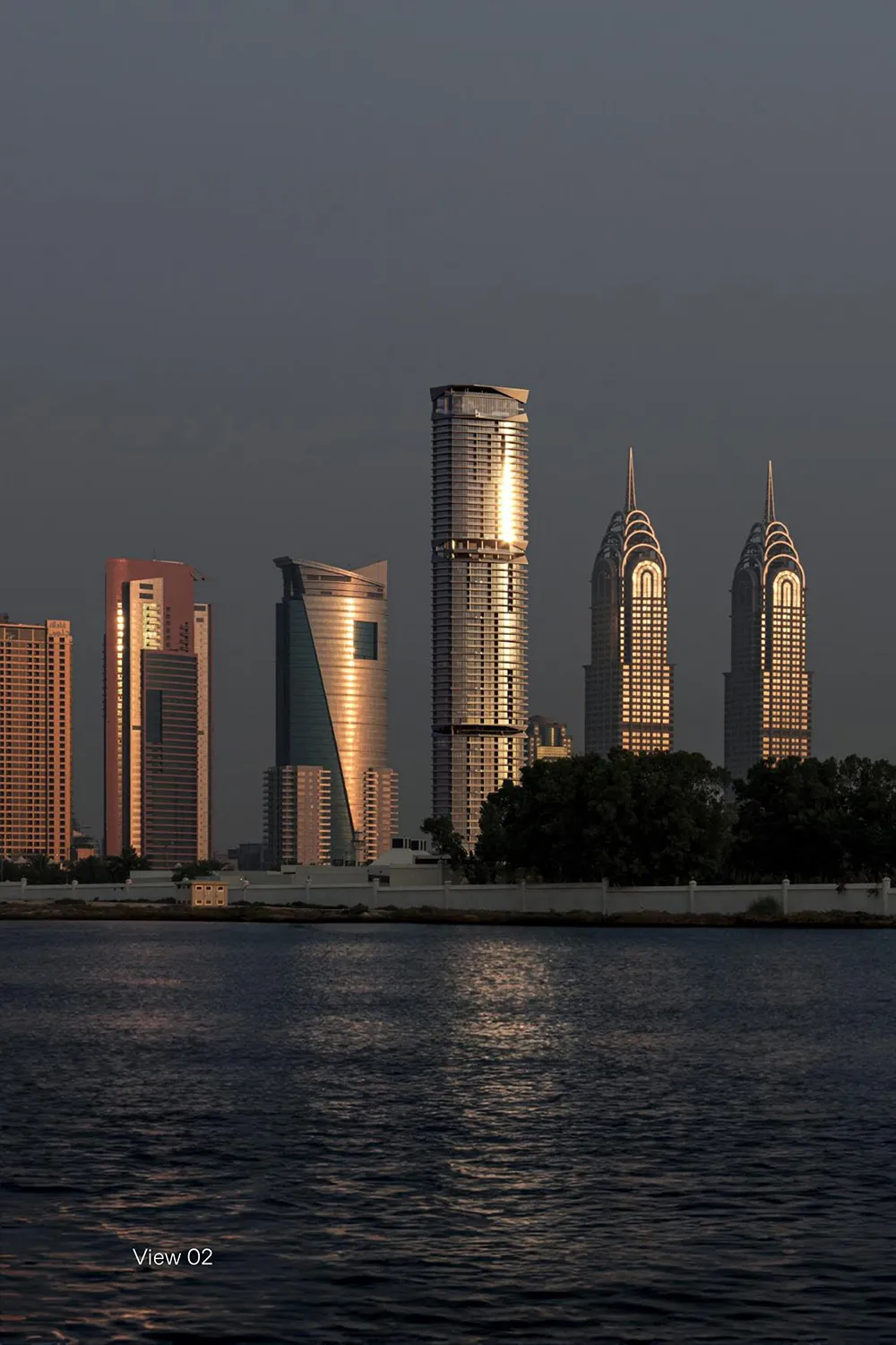 Cityscape featuring modern buildings with glass, concrete, and steel materials.
