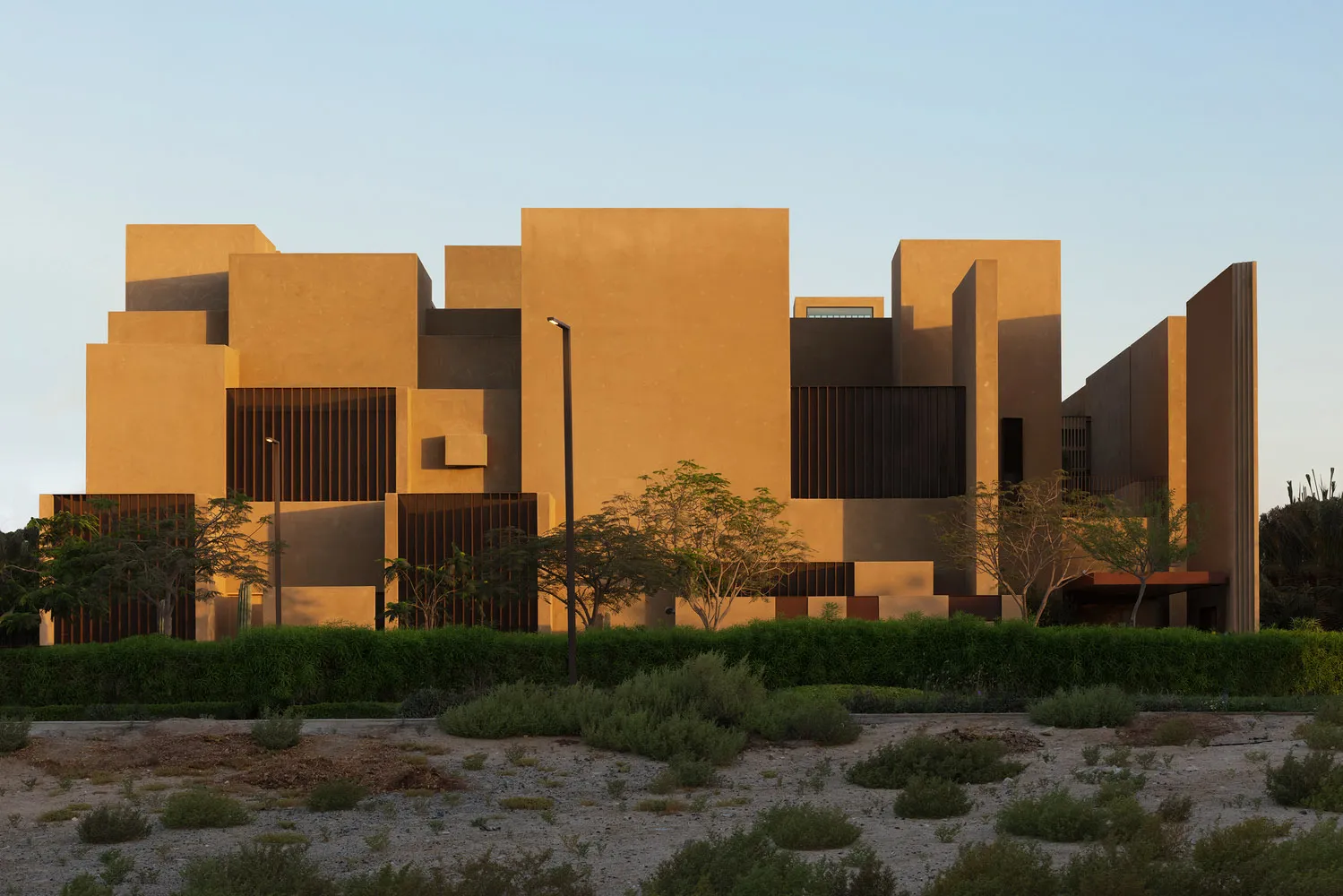 Modern building with concrete exterior blocks