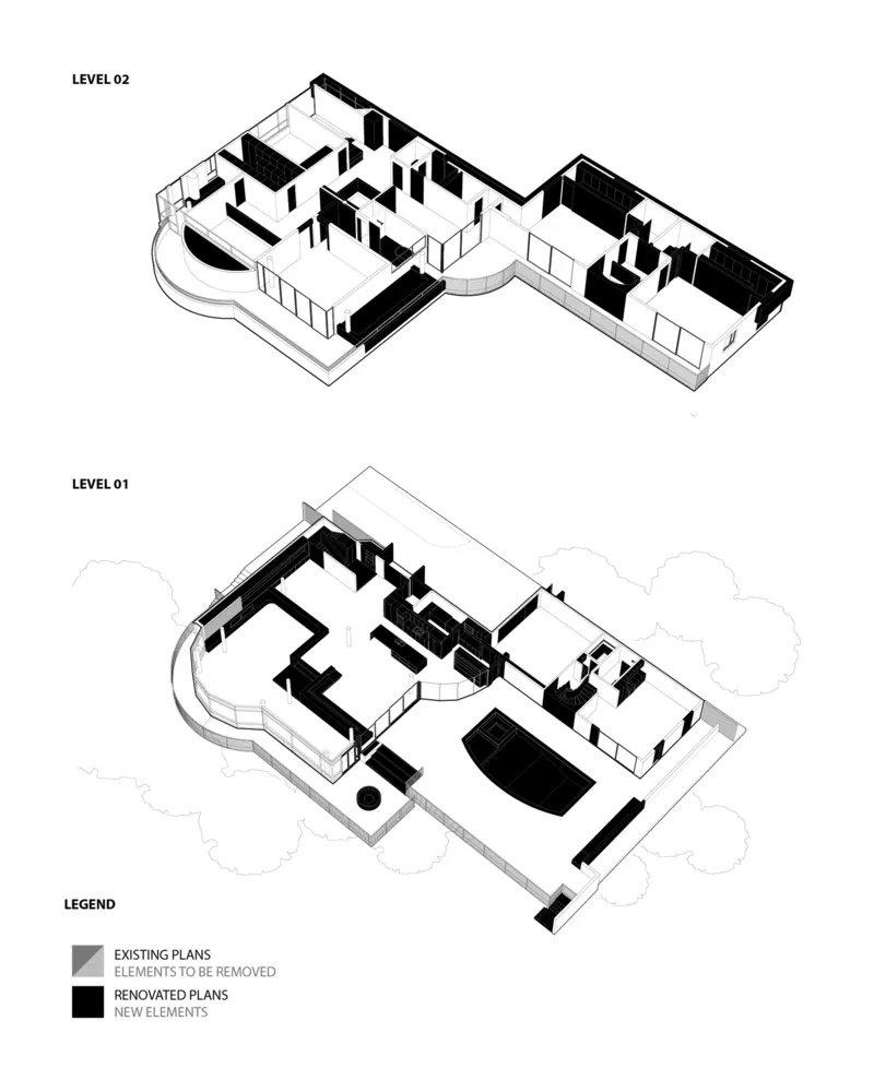 展示現代建築設計室內格局的平面圖。
