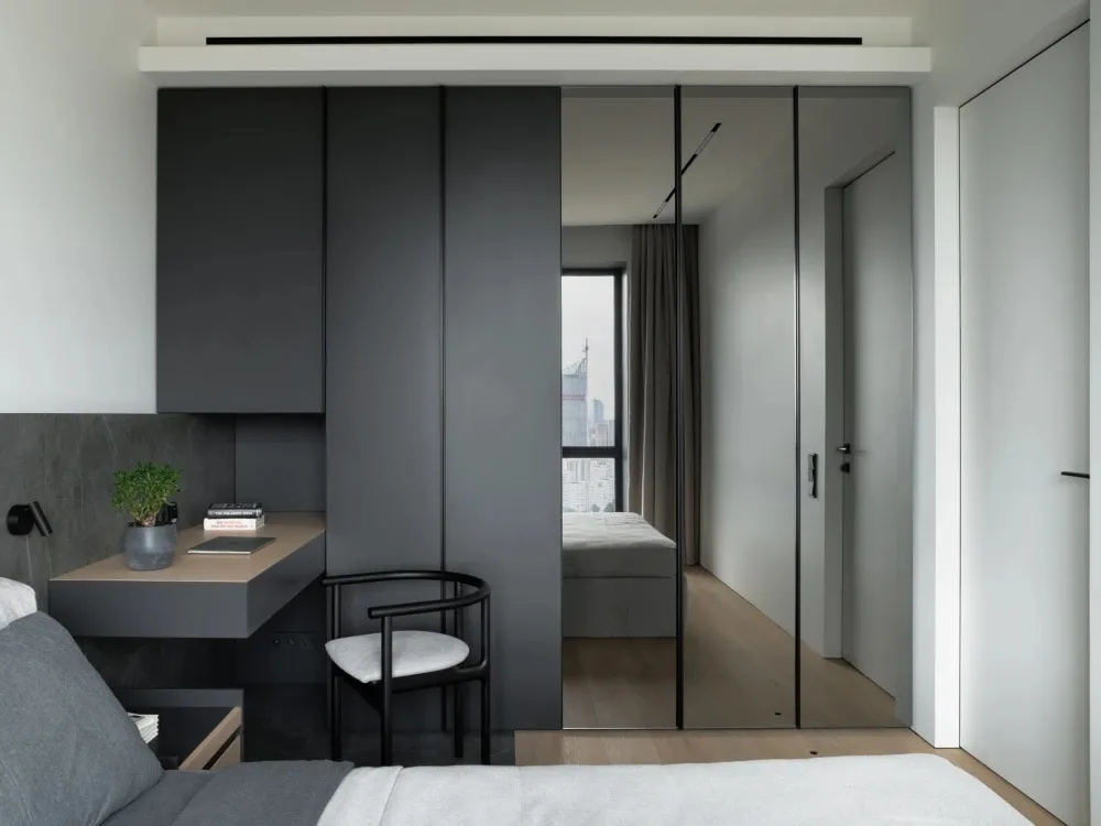 Minimalist interior space showcasing modern furniture.