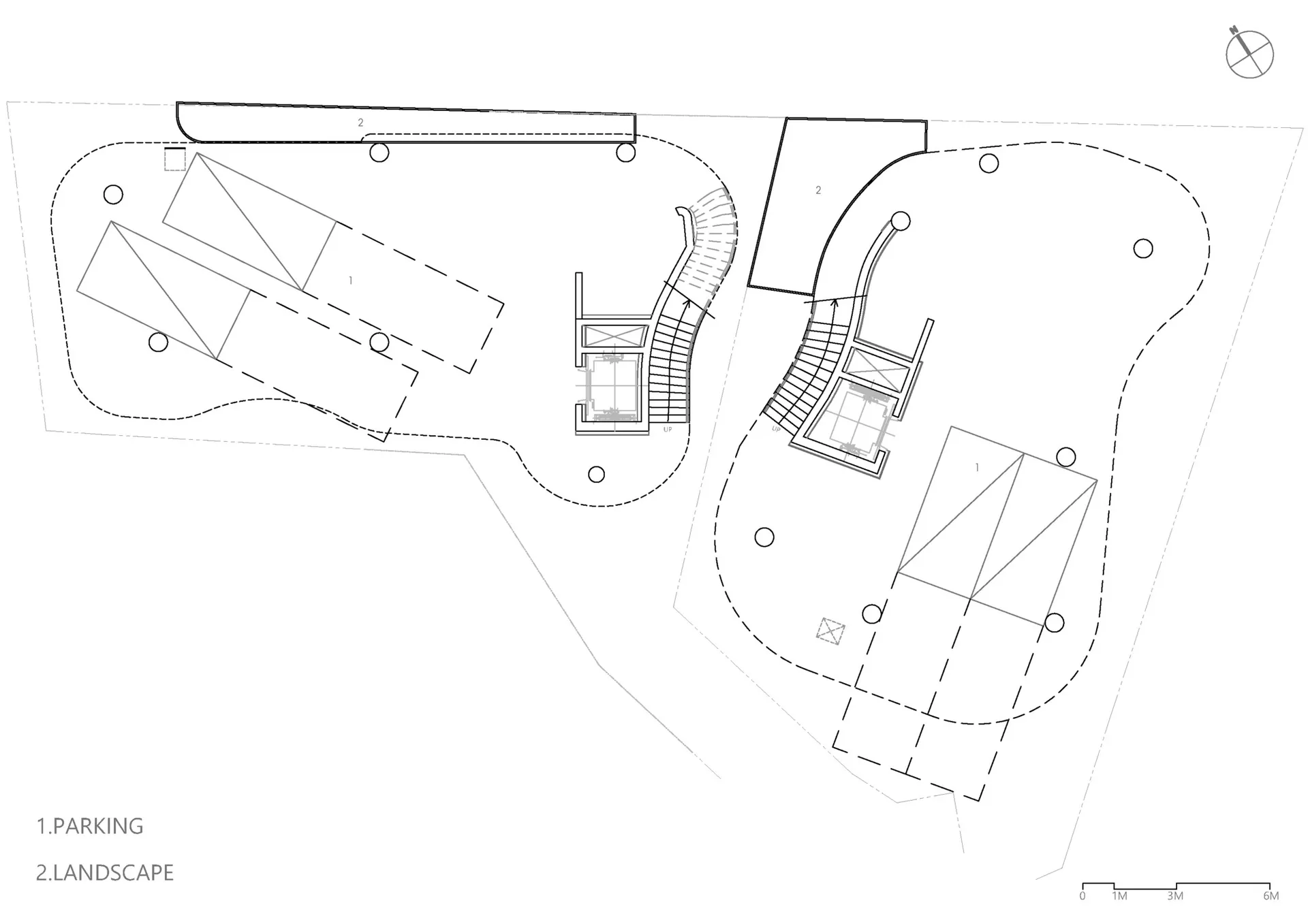 Parking ground plan with various labeled areas showing the layout.