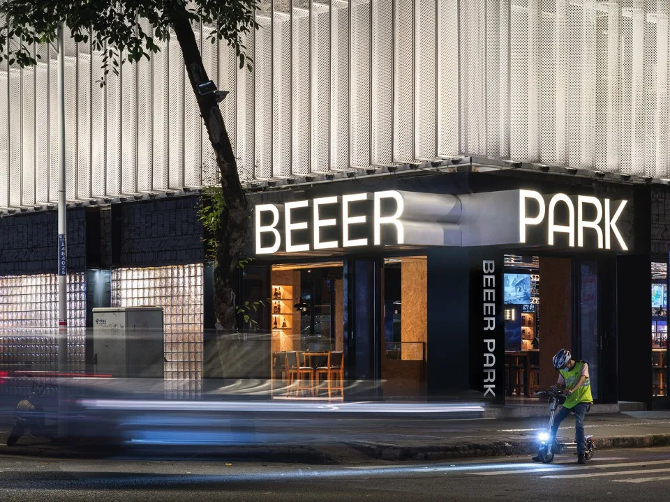 Modern, minimalist storefront with metal-cladding exterior