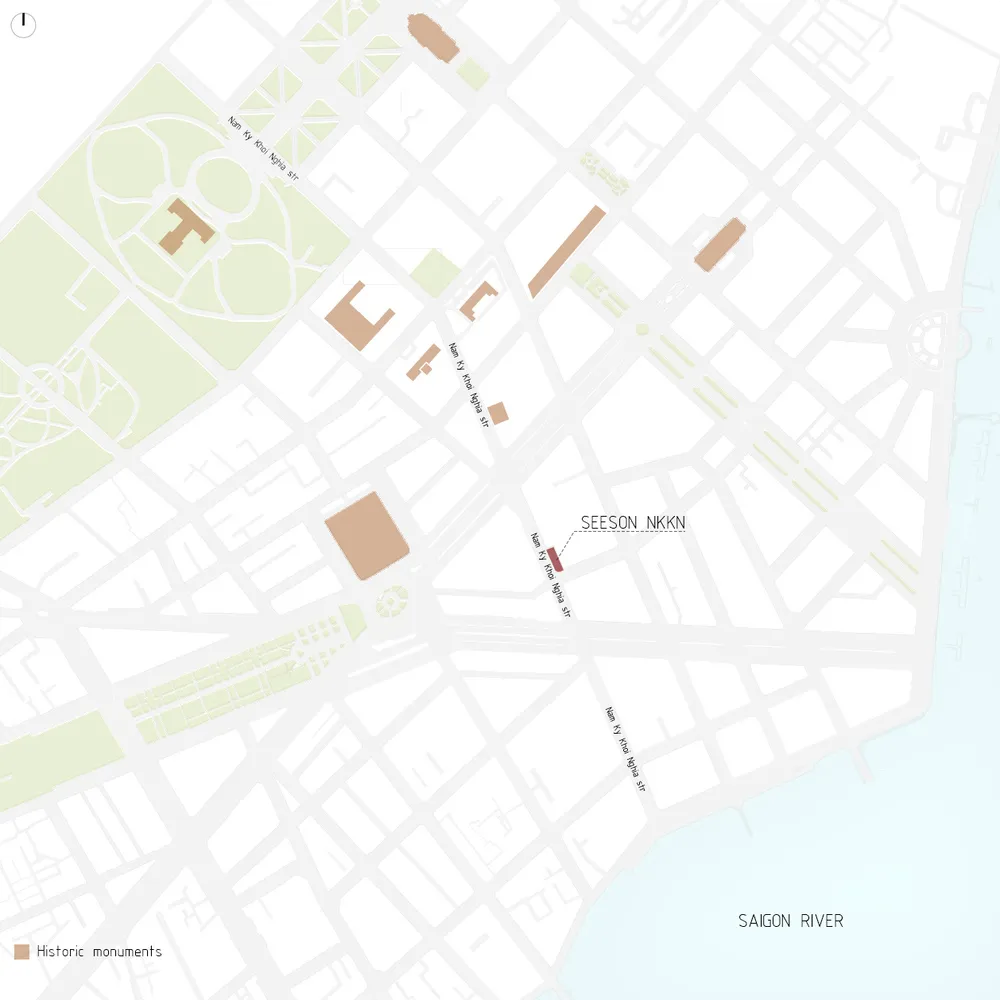 A detailed urban plan with pink tiles highlighting specific areas.
