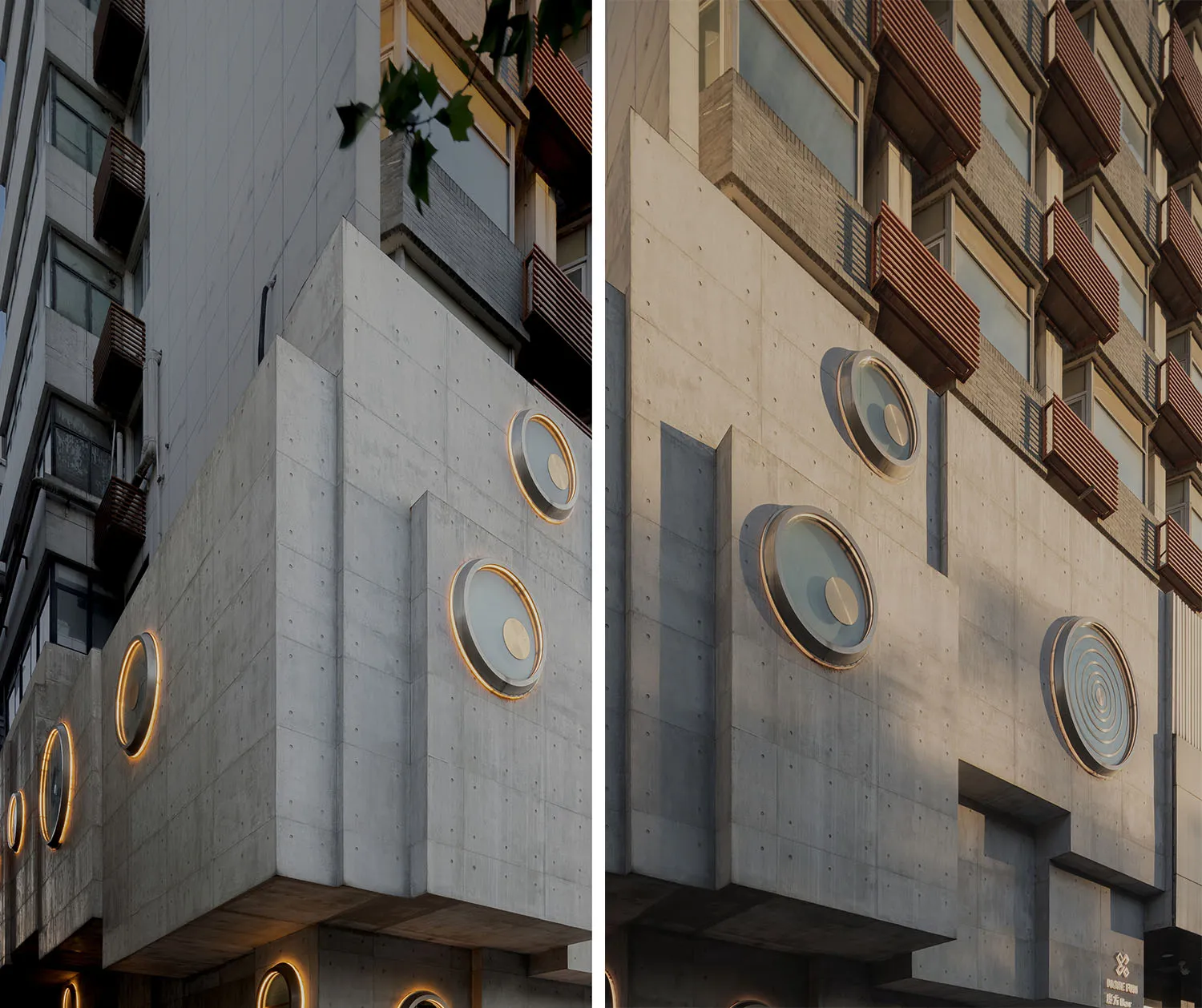 現代建築的混凝土建築構件。