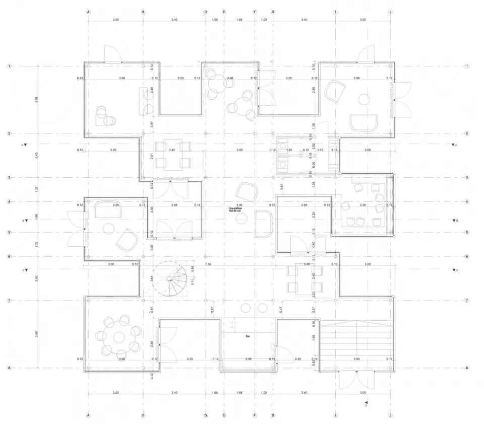 住宅建築平面圖，標示各房間及尺寸。