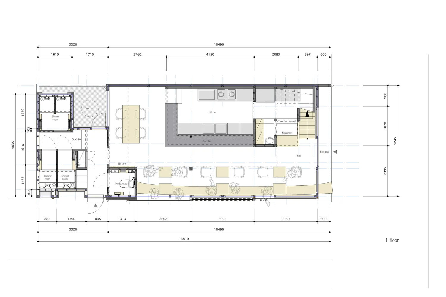A detailed floor plan of an office layout in a flat format.
