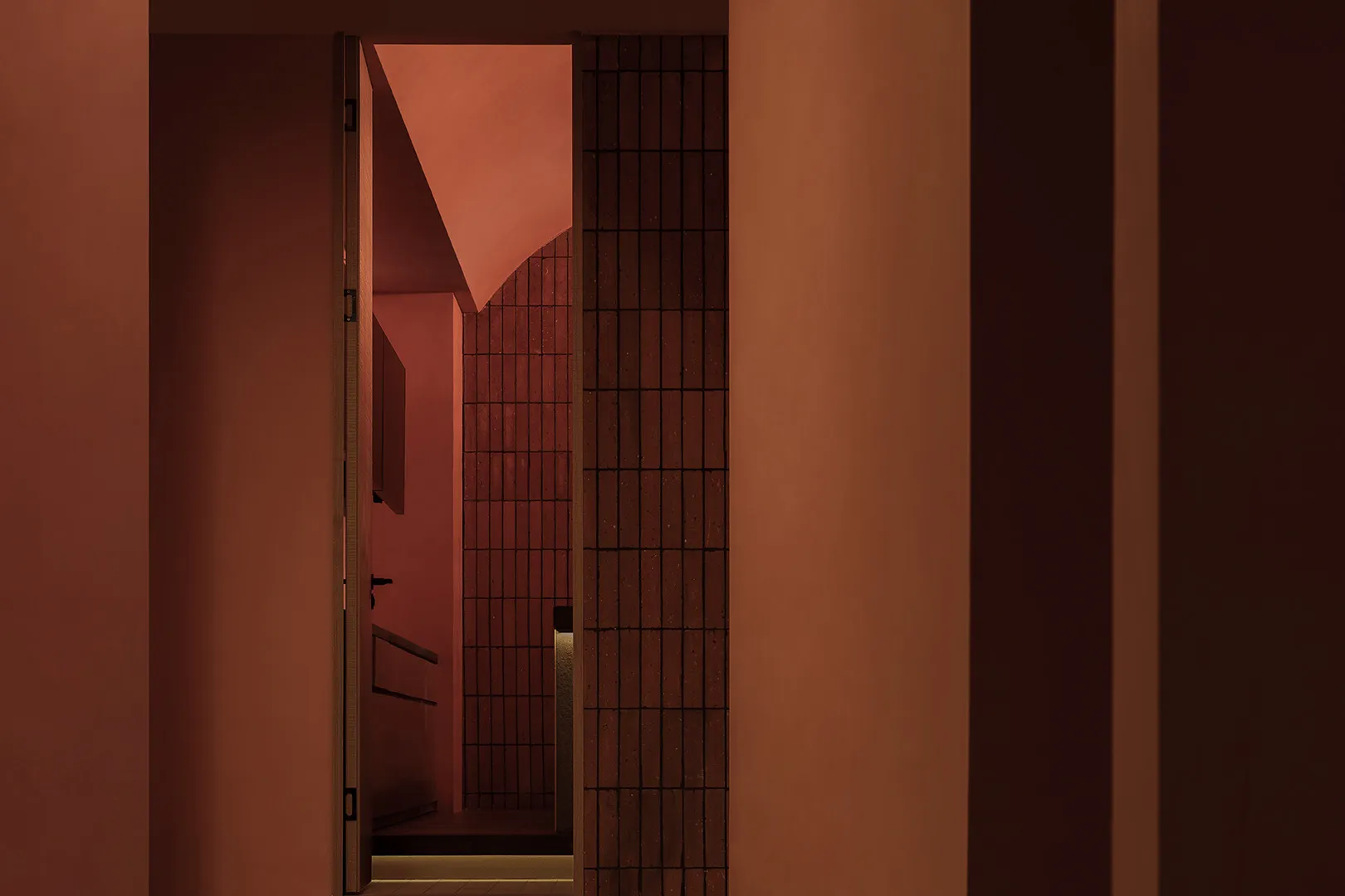 Modern brick interior design showcasing contemporary architecture and minimalist aesthetics.