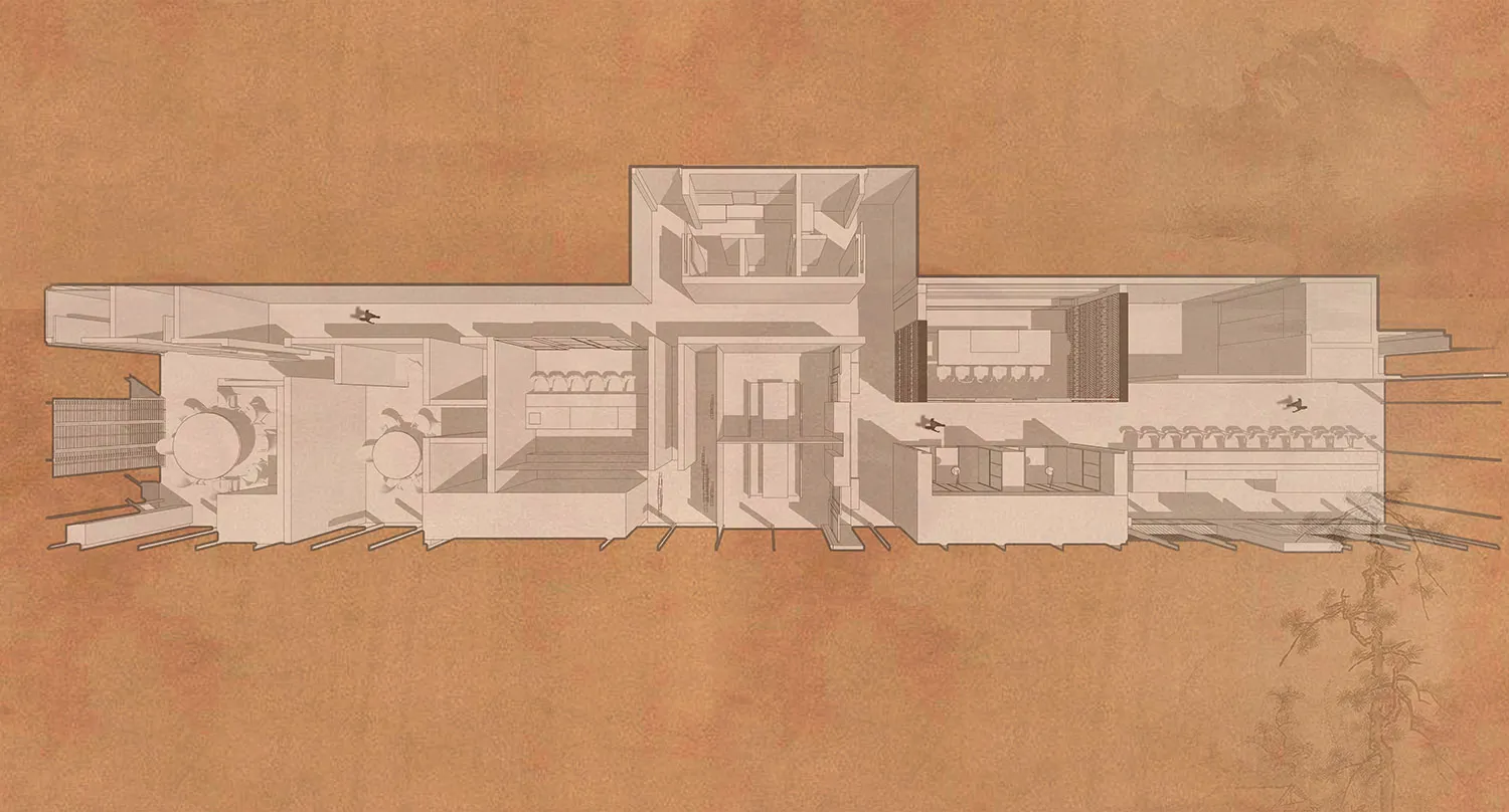 A detailed, 2D architectural floor plan of a modern residential home, showcasing its wooden flooring.