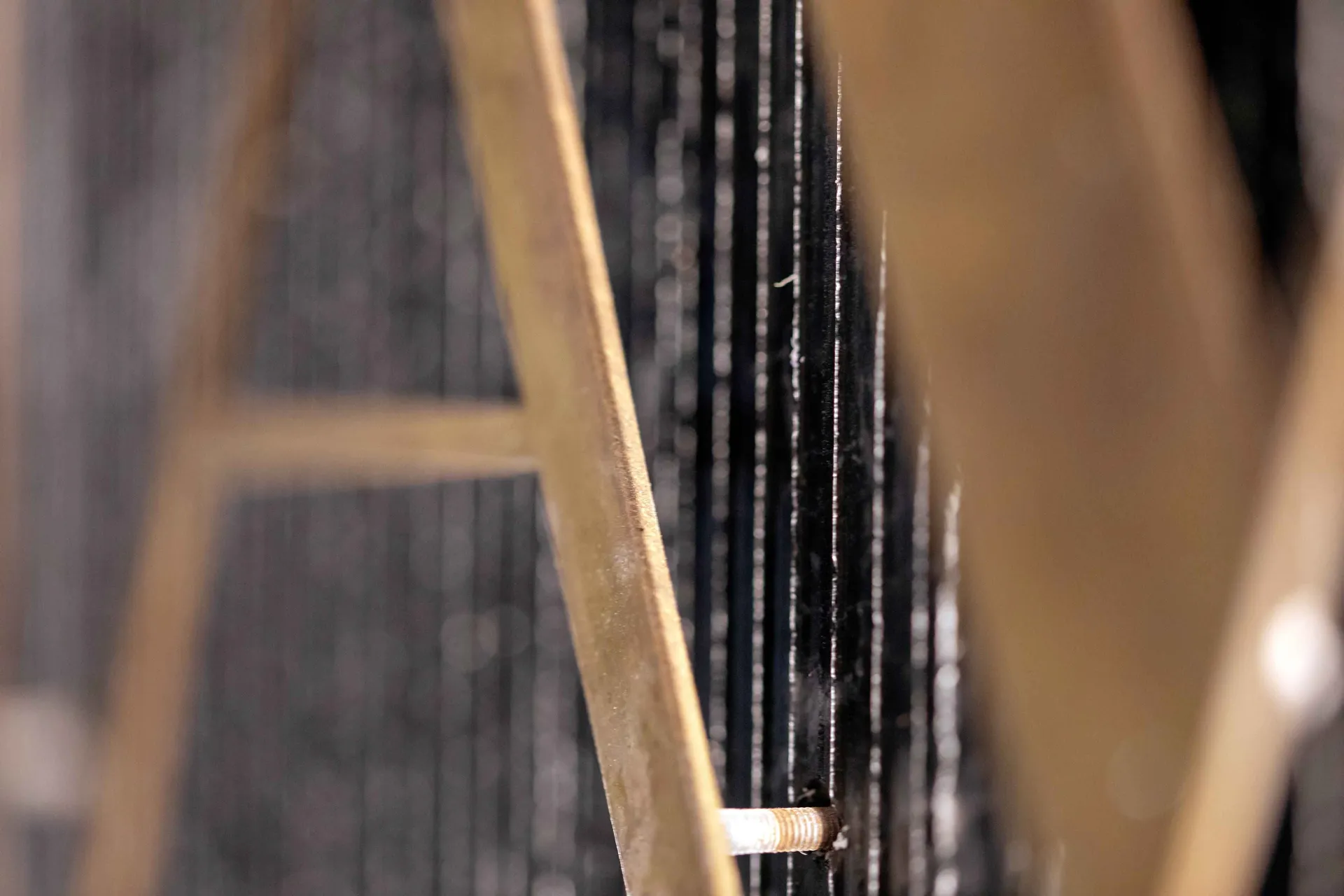 Industrial-style interior with metallic grid structure