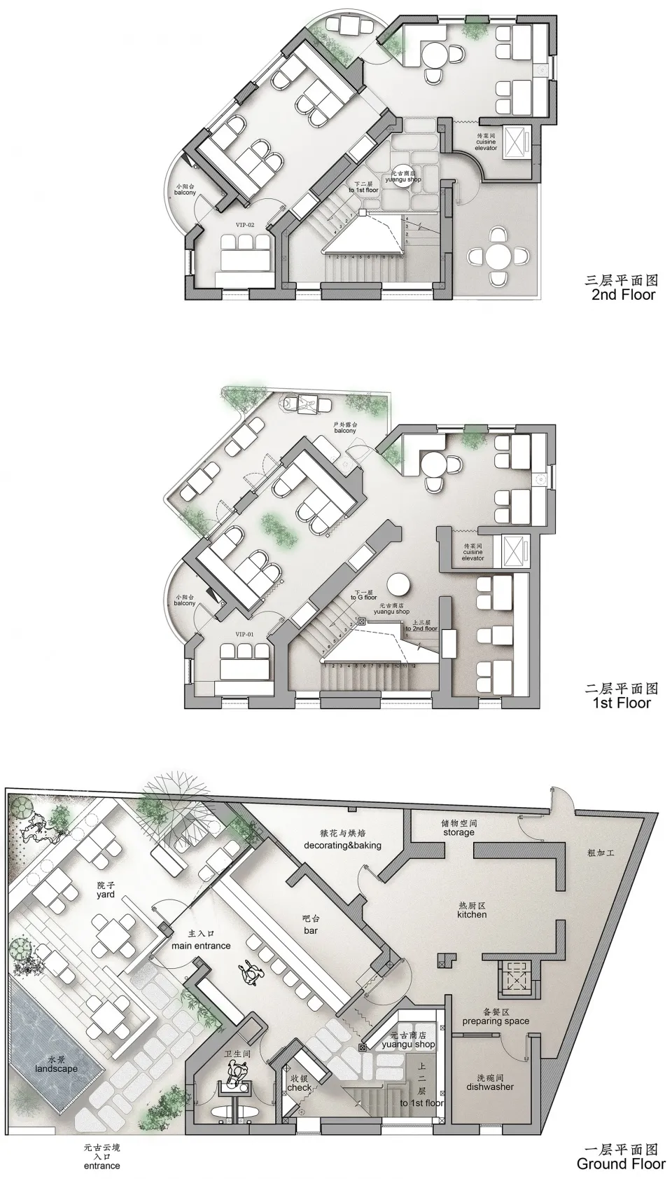 住宅三樓的詳細平面圖，包含所有房間與設計元素。