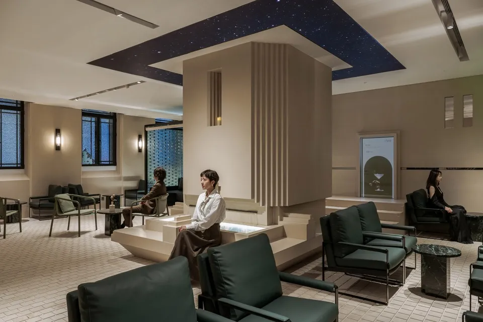 A modern interior bar made of concrete.