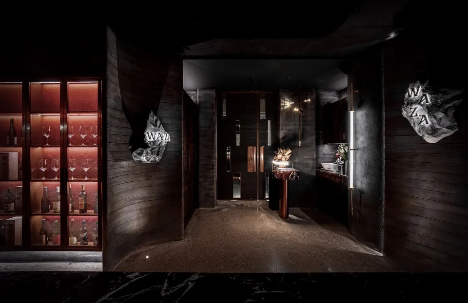 Modern commercial interior featuring metal and glass materials