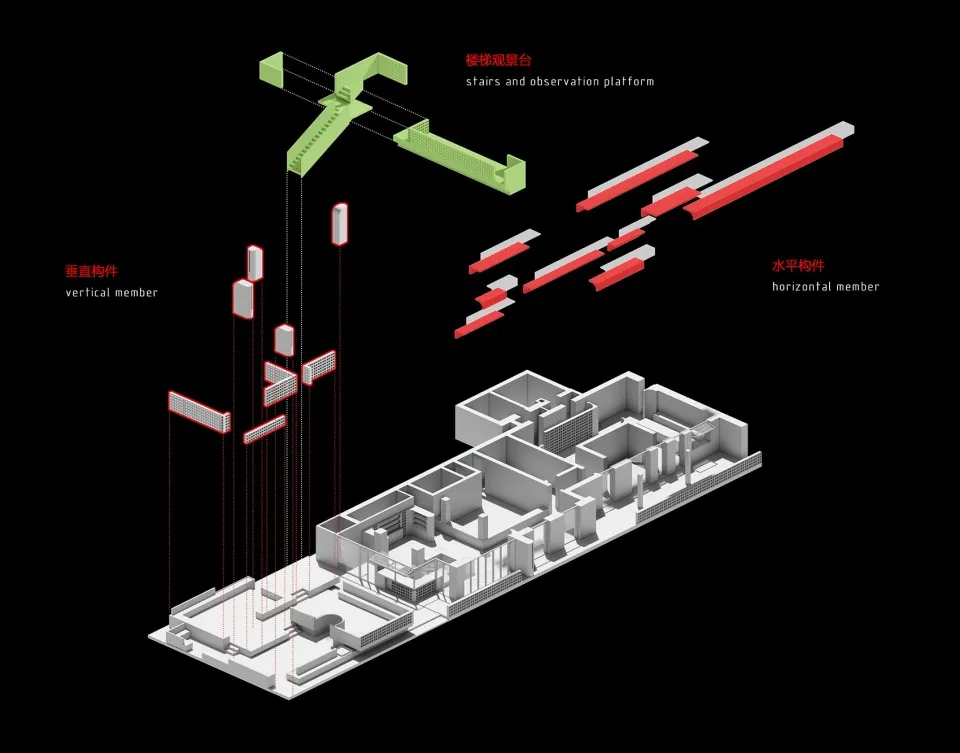 Detailed technical architecture blueprint featuring metallic construction elements and fundamental architectural planning.