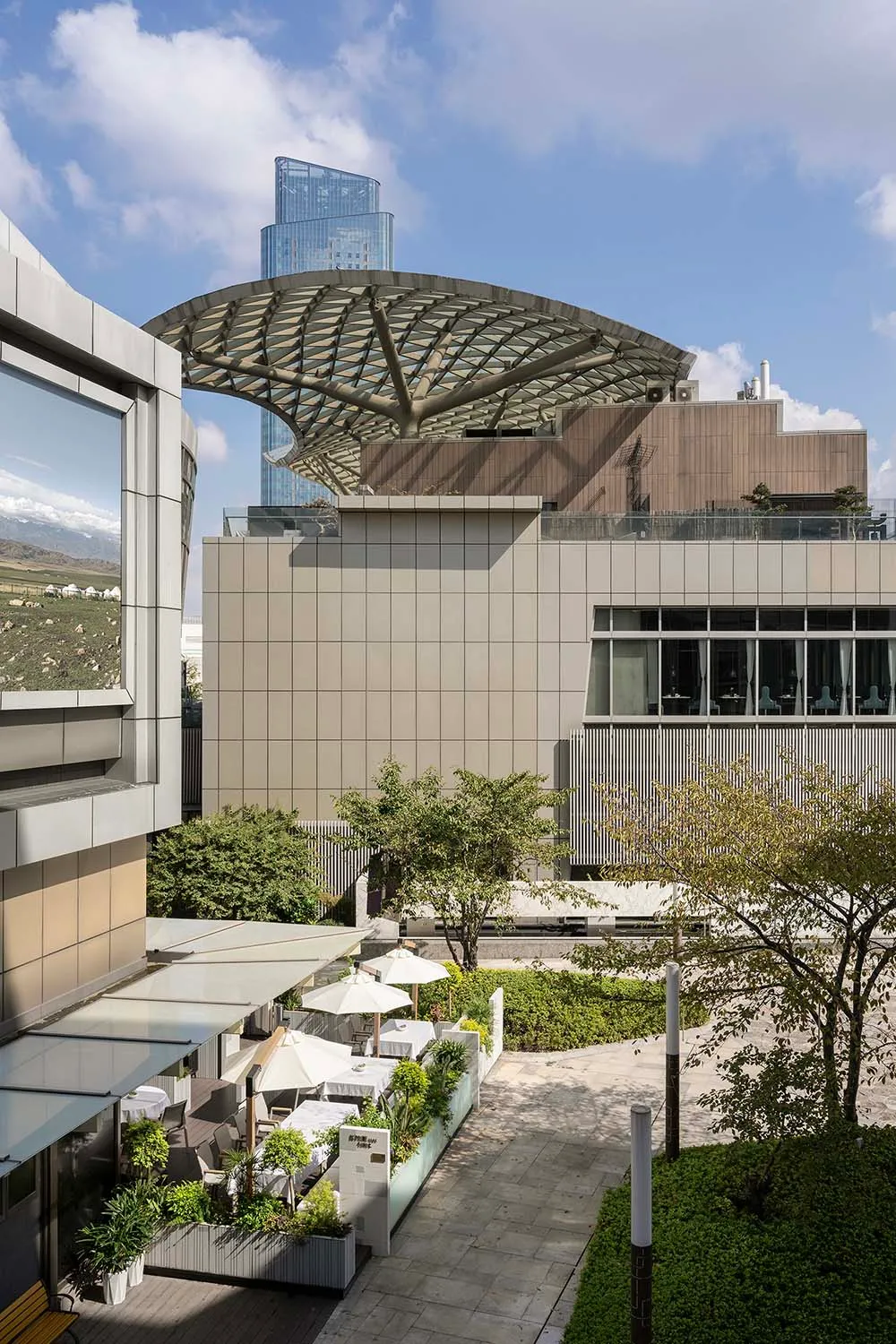 Modern architecture featuring glass and metal materials