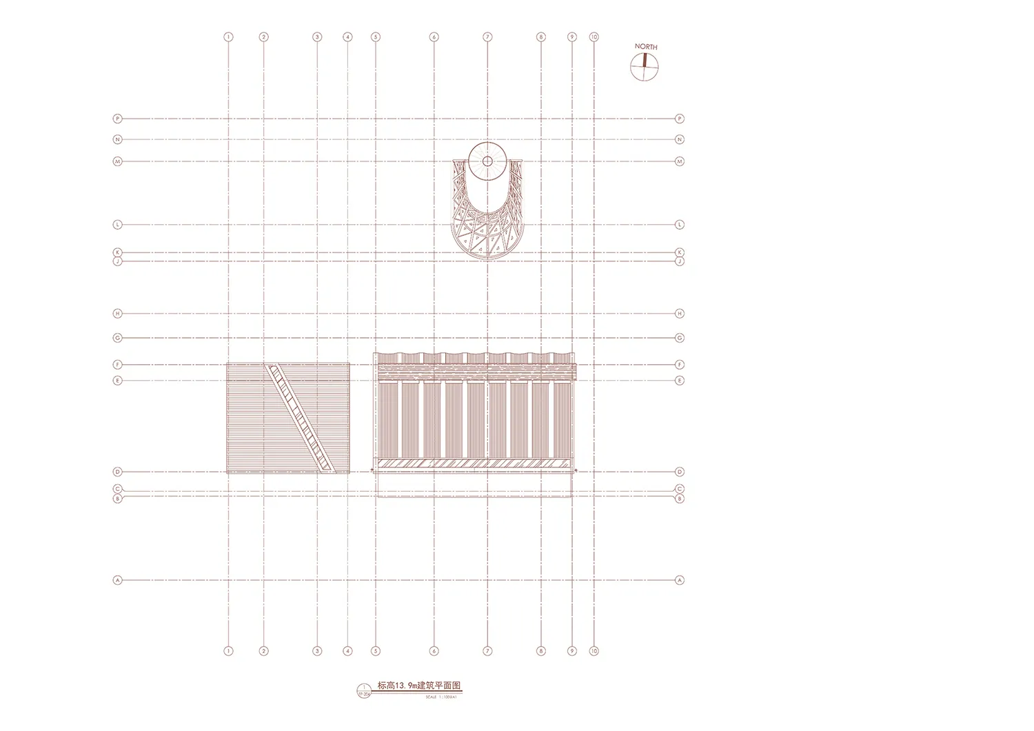 A technical 2D architectural drawing showing the layout and dimensions of a building.