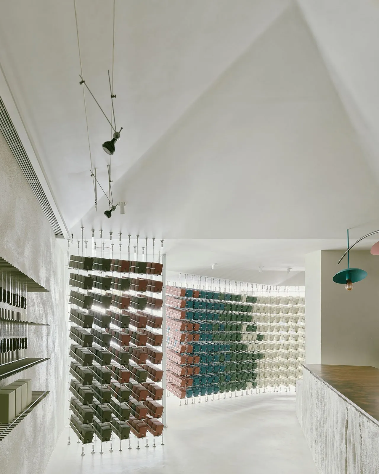 A modern retail interior featuring metal elements