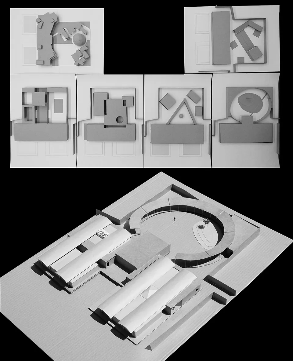A rendered architectural interior view of a space made of paper.