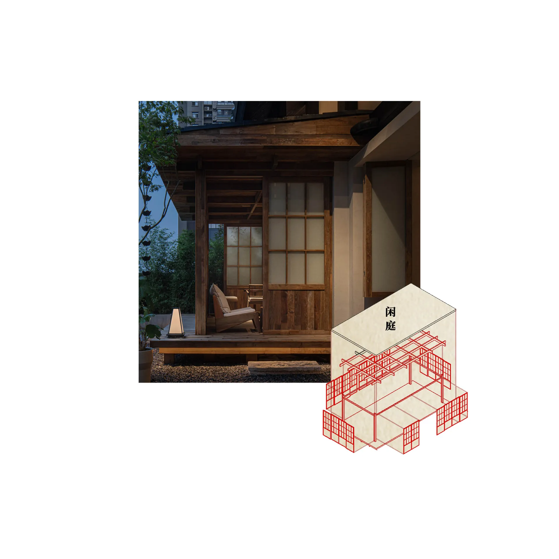 傳統木質室內,搭配木地板、木牆與木製家具。