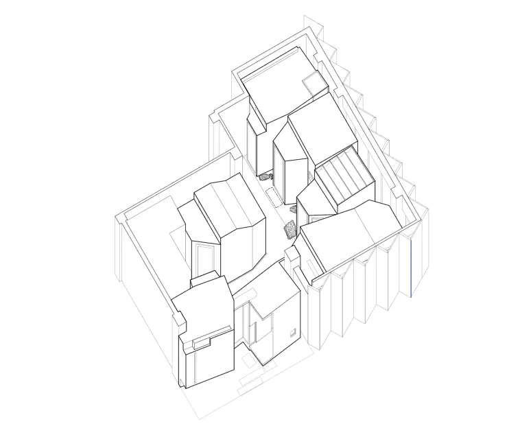 一張詳細的現代住宅平面圖二維建築圖。