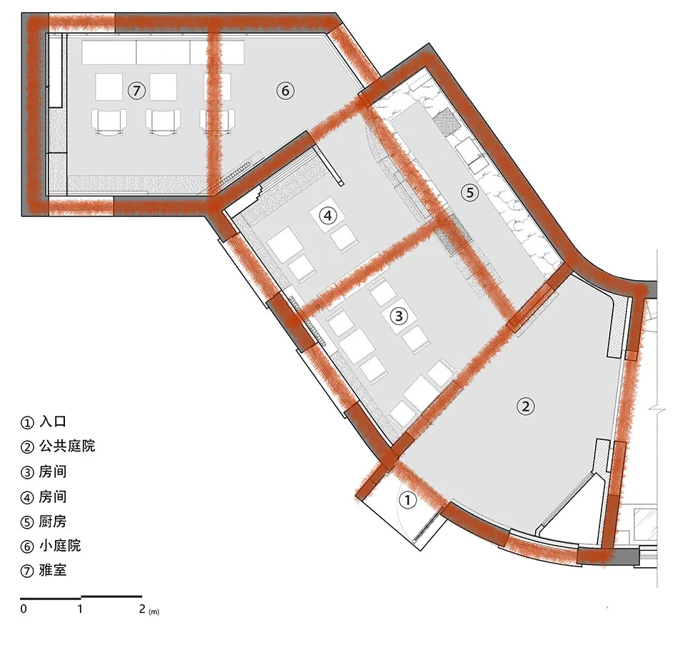 Modern architectural floor plan showcasing open-concept design and clean lines for a contemporary interior space.
