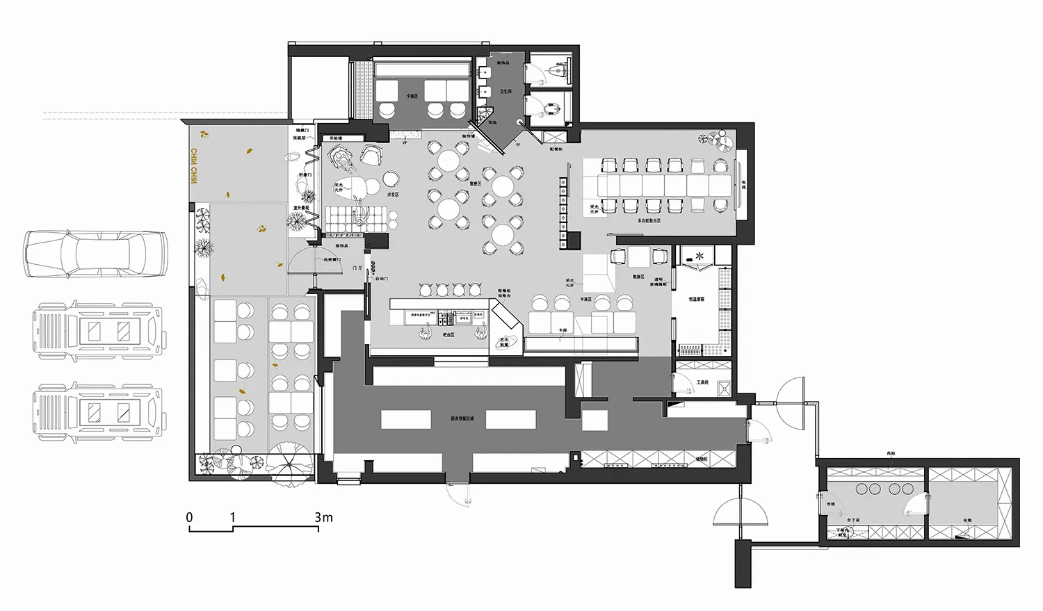 2D architectural drawing of a modern office space