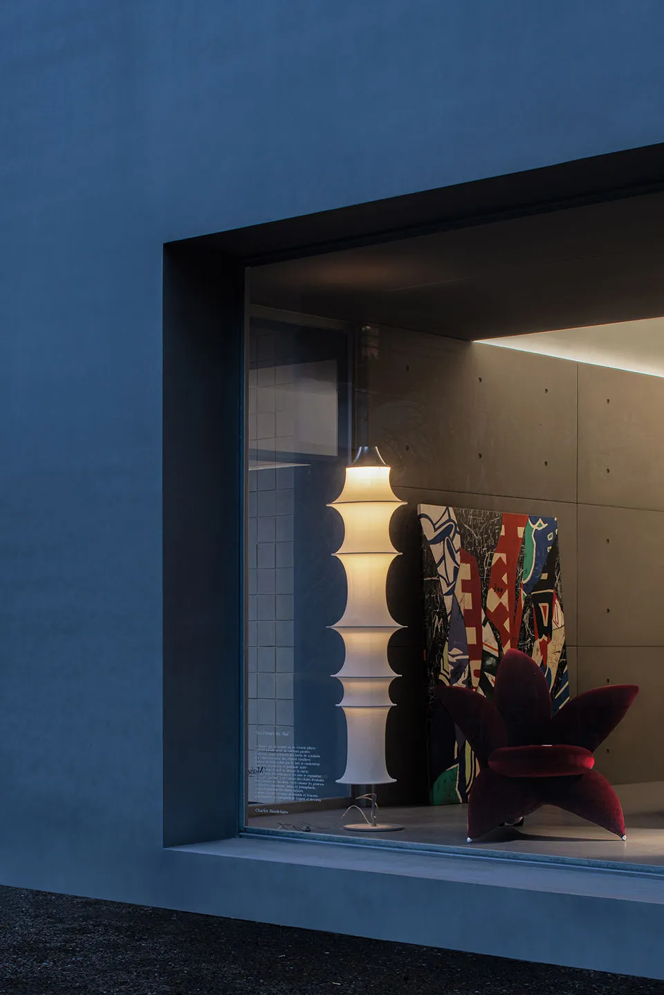 Modern shop interior with glass and concrete materials