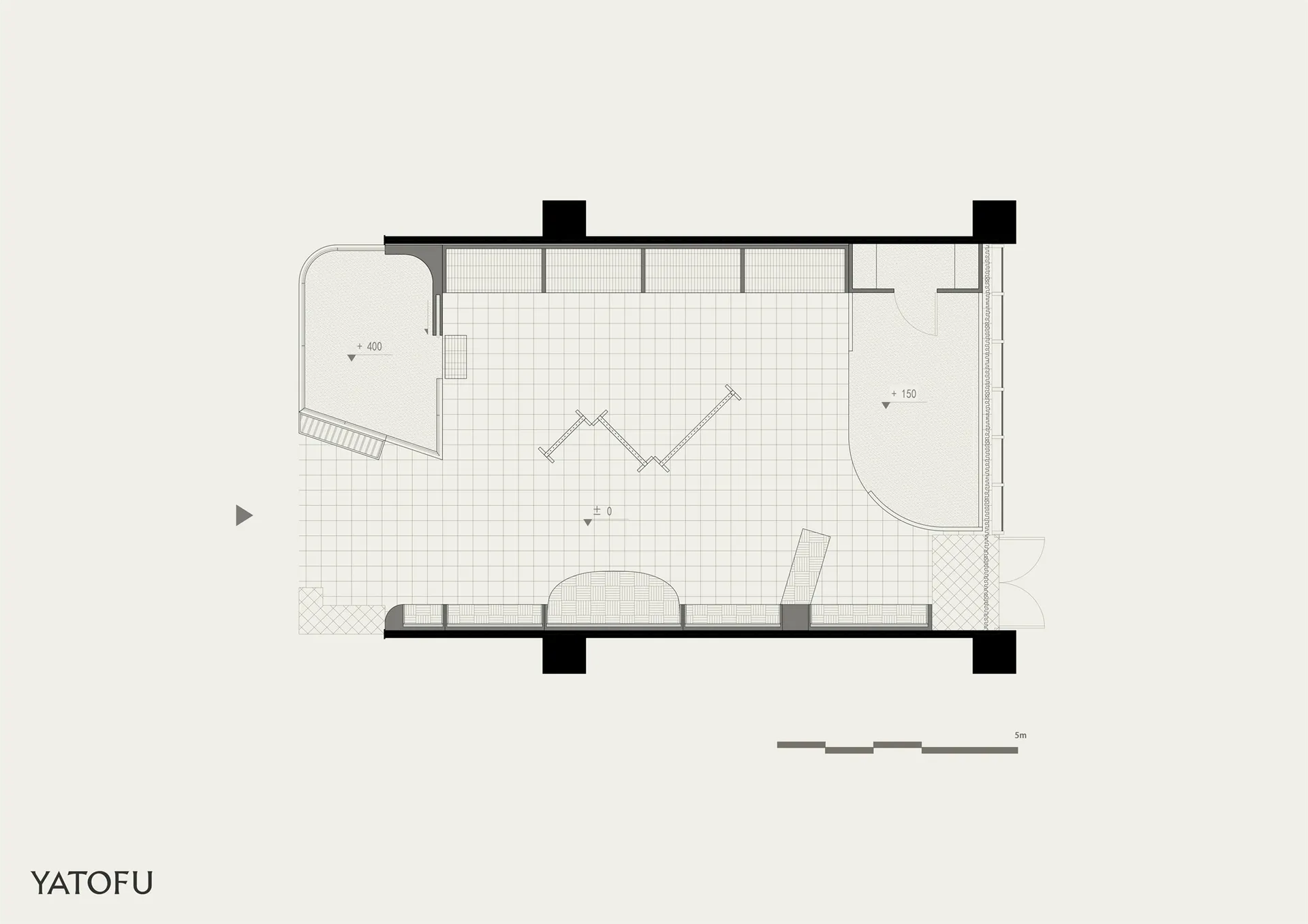 一張現代室內空間的詳細建築圖面。