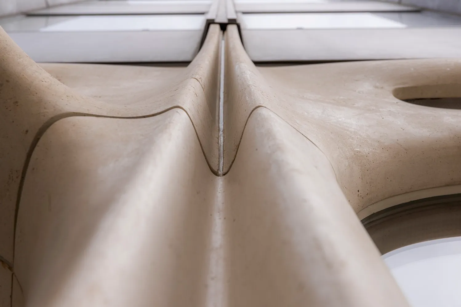 Modern concrete structure with exposed beams