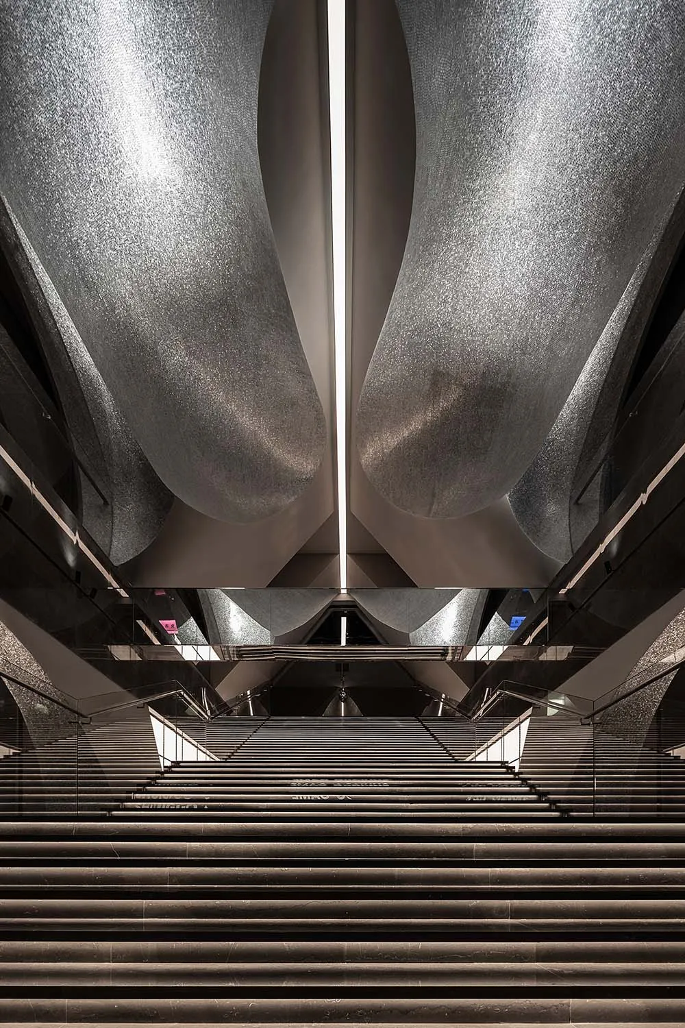 Stairs in a modern interior designed with concrete material