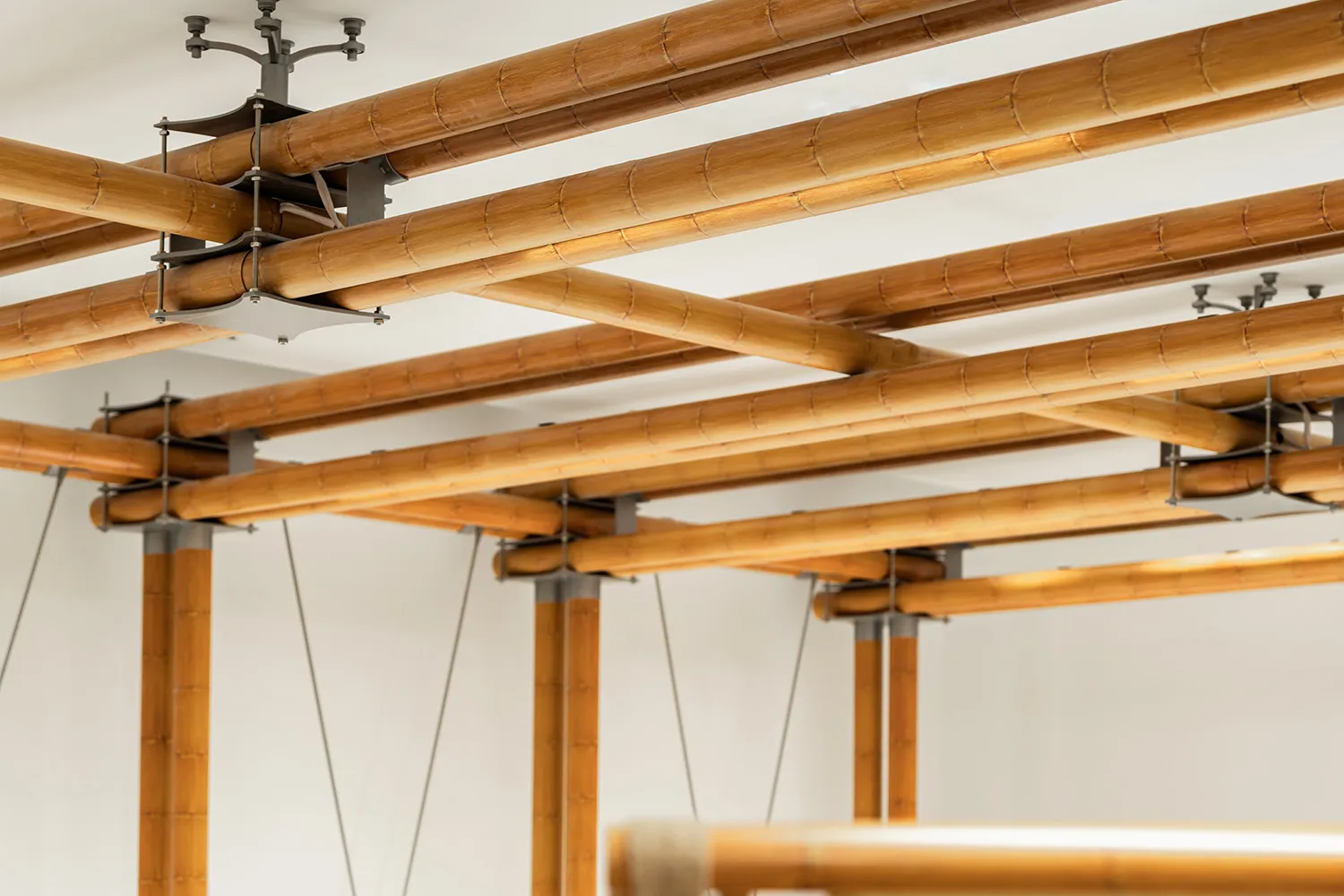 Exposed bamboo ceiling structure