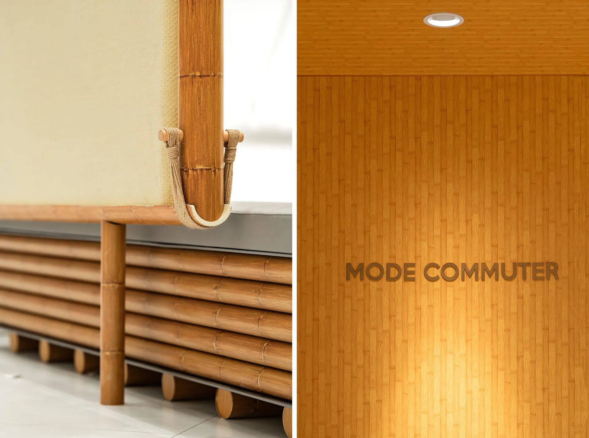 Modern interior design featuring bamboo furniture.