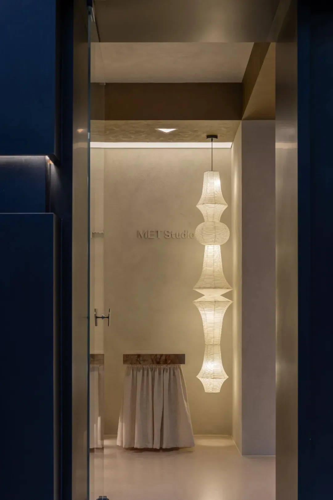 Modern office space with minimalist interior design and contemporary materials