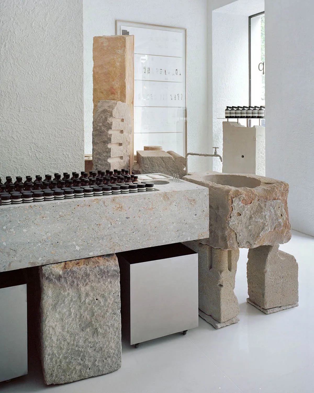 A modern interior with concrete materials and minimalist design