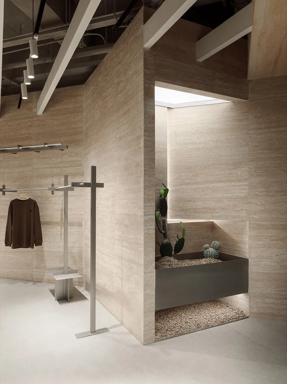 Modern retail store with concrete walls and minimalist design